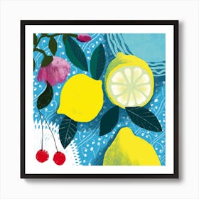 Lemon And Cherries Art Print