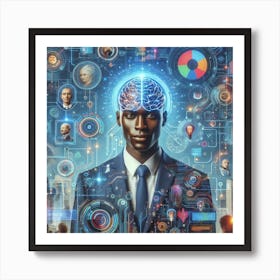 Businessman With Brain Art Print
