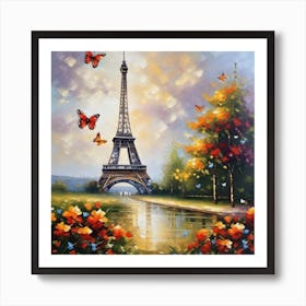 Paris With Butterflies 78 Art Print