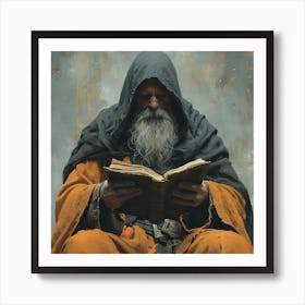 Old Man Reading A Book Art Print