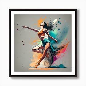 Dancer With Colorful Splashes 8 Art Print