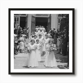 Untitled Photo, Possibly Related To Queen And Her Court Of The Fiesta Of The Holy Ghost Leave Church, Santa Clara, Art Print