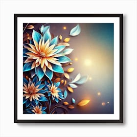 Abstract Flowers Wallpaper Art Print