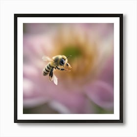 A Close Up Of A Delicate Bee Bud Just Beginning To Bloom, With Soft Petals And Hints Of Vibrant Colo (1) Art Print