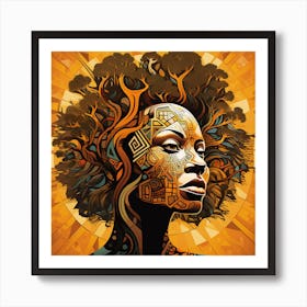 African Woman With Tree 1 Art Print