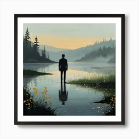 Man Standing In Water 6 Art Print