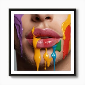 Rainbow Paint On Face Art Print