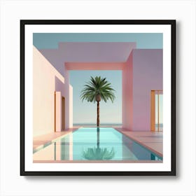 Pool and Palm Tree Art Print