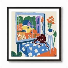 Matisse Inspired Open Window Cat Art Print