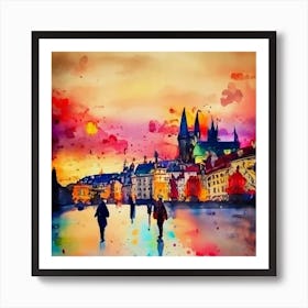 Watercolor Of Prague Art Print