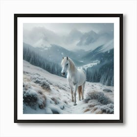 White Horse In Winter 2 Art Print