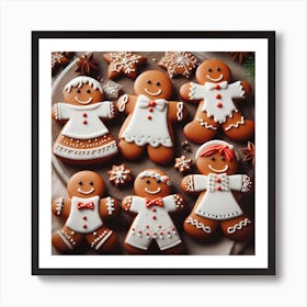 Gingerbread Family cookies Art Print