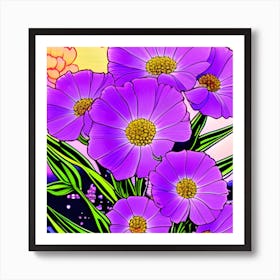 Violet flowers Luck Charms Art Print