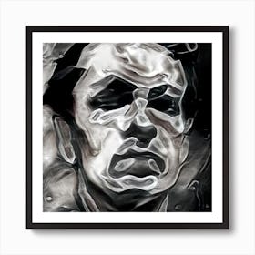 Portrait of man in gray  and black Art Print