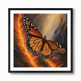 Monarch Butterfly In Flames Art Print