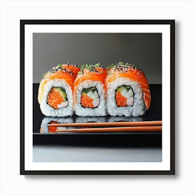 Sushi With Chopsticks Art Art Print