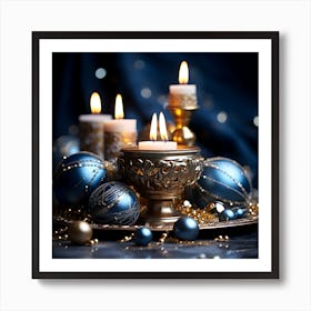 Christmas Table With Candles Art Print