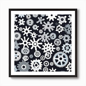 Gears On A Black Background 39 Art Print