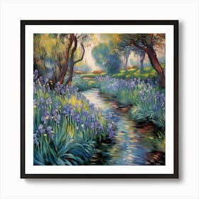 Soft Brushstrokes: Monet's Blue Harmony Art Print