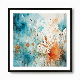 Artistic Grunge Pattern Stands Out In A Retro Watercolor Paint Stained Hues Merging And Contrasting (2) Art Print