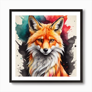 Pastel Paint Drawing of Fox Portrait - Modern Canvas Art Print Millwood Pines Format: Black Picture Frame Canvas, Size: 20 H x 12 W x 1 D