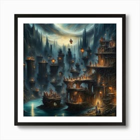 Dark Fantasy City Art Print