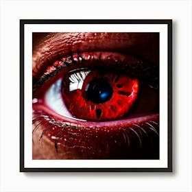 Red Eye Human Close Up Pupil Iris Vision Gaze Look Stare Sight Close Macro Detailed Ru Art Print