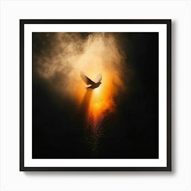 Dove Flying Through Smoke Art Print