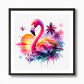 Flamingo Painting Art Print