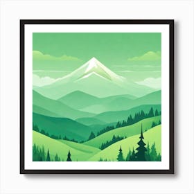 Misty mountains background in green tone 152 Art Print