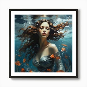 Woman In The Water Art Print