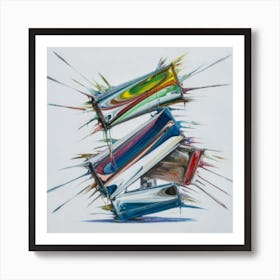 A group of paintings falling on top of each other 4 Art Print