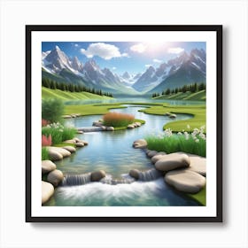 Landscape With A River Art Print