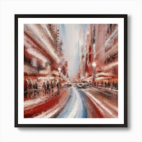 A stunning impressionistic abstract painting of Tokyo at night, using the pointillist technique to bring it to life. The cityscape is painted in soft pastel colors 3 Art Print