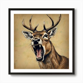 Deer Roaring Art Print