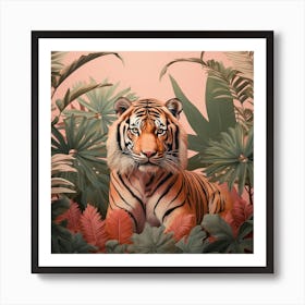 Tiger 5 Pink Jungle Animal Portrait Art Print