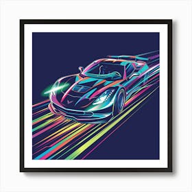 Neon Racing Car Art Print