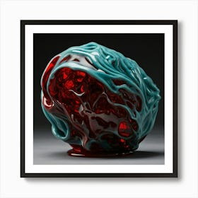 Red And Blue Glass Sculpture Art Print