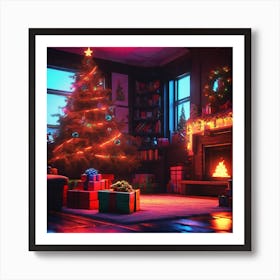 Christmas Tree In The Living Room 58 Art Print