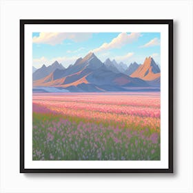 Lushill Style Vast Fields Of Orchids In Full Bloom Art Print