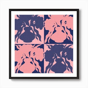 Vase In Pink And Blue Square Art Print