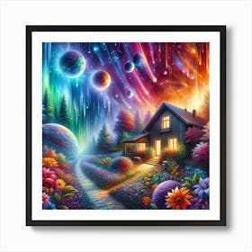 Colorful Galaxy House 3 Art Print