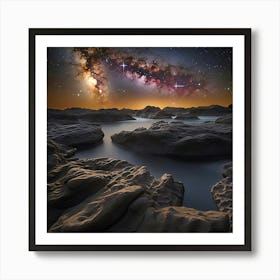 Milky Over The Rocks Art Print