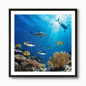 An Underwater Seascape Image Capturing The Beauty Of The Ocean Depths Art Print