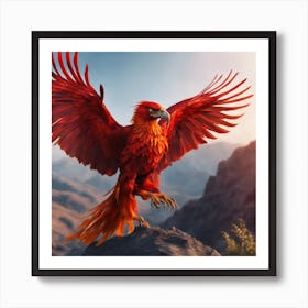 Fiery Wings of the Phoenix: The Final Glow Art Print