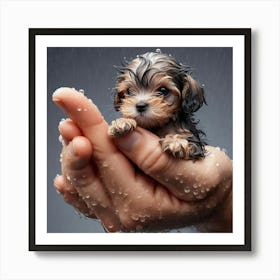 Puppy In Hand Art Print