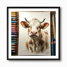 Cow Drawing 1 Art Print