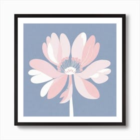 A White And Pink Flower In Minimalist Style Square Composition 525 Art Print