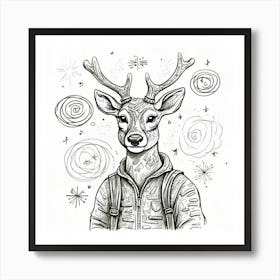 Deer With Horns 3 Art Print