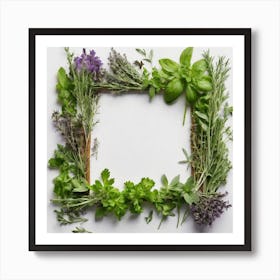 Frame Created From Herbs On Edges And Nothing In Middle (1) Art Print